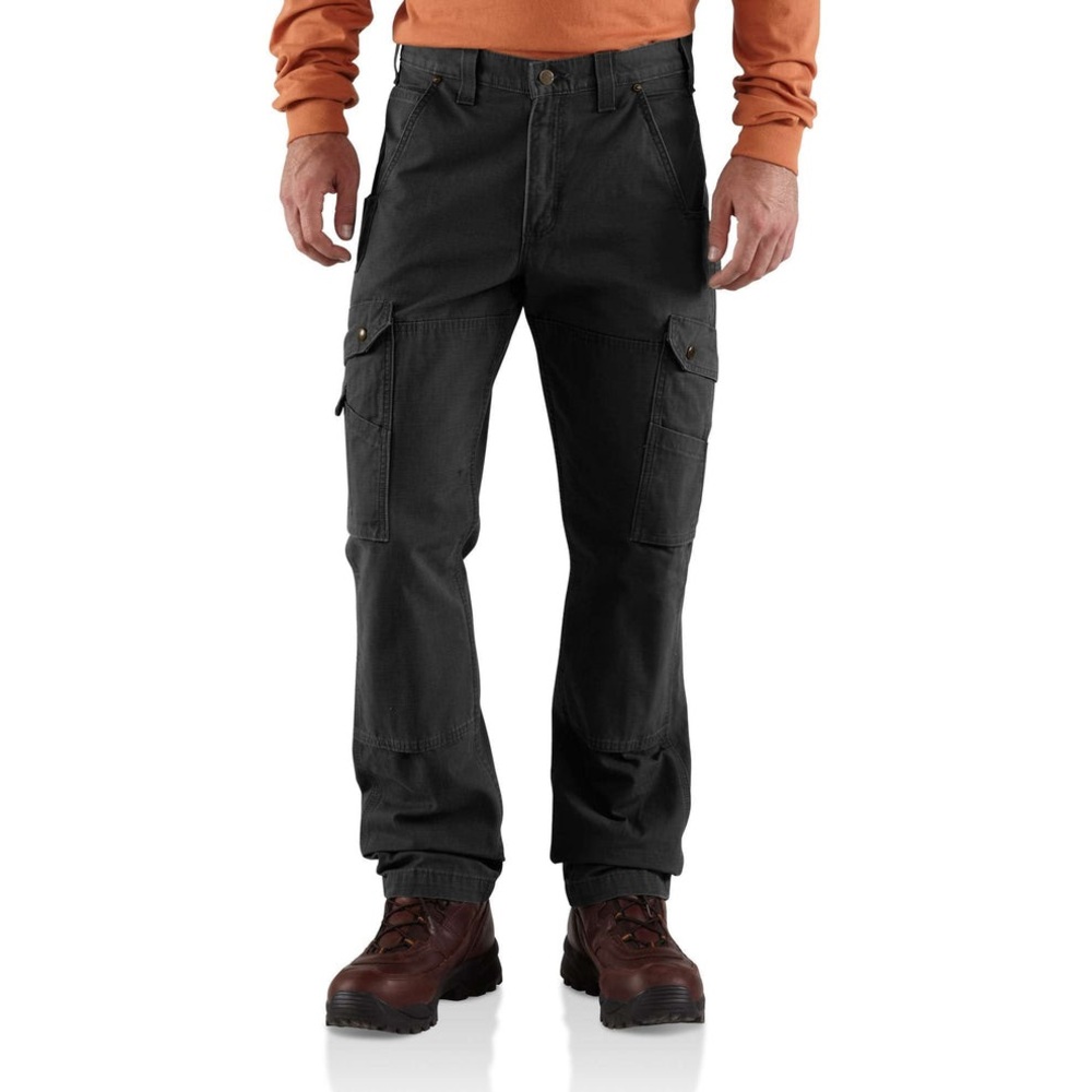 Carhartt B342 Relaxed Fit Ripstop Cargo Work Pant Double Knee Faded Black